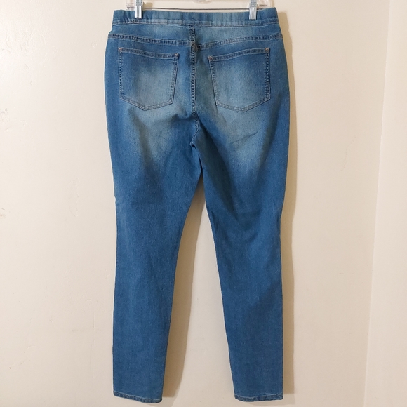 Boston Proper Plus Size 14 Glitter Pull-on Blue Denim Jean Jegging Pants - Picture 5 of 12